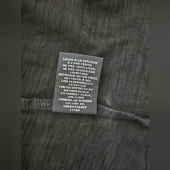 Anthropologie Lea & Viola Black Short Tulle Ruffle Sleeve Cotton Shirt Sz Small - Picture 10 of 10